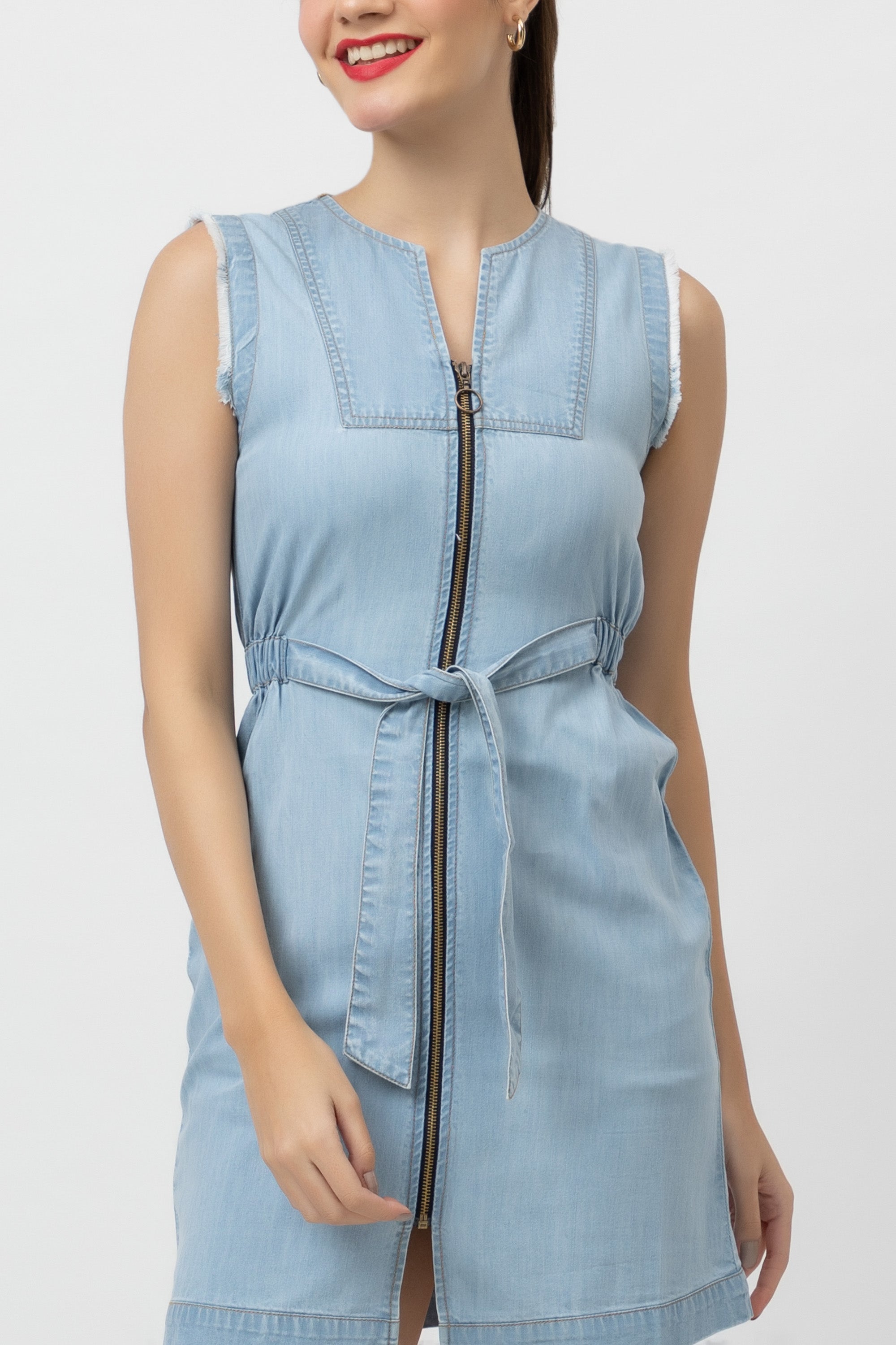 Women's Tencel Denim Knee-Length Dress