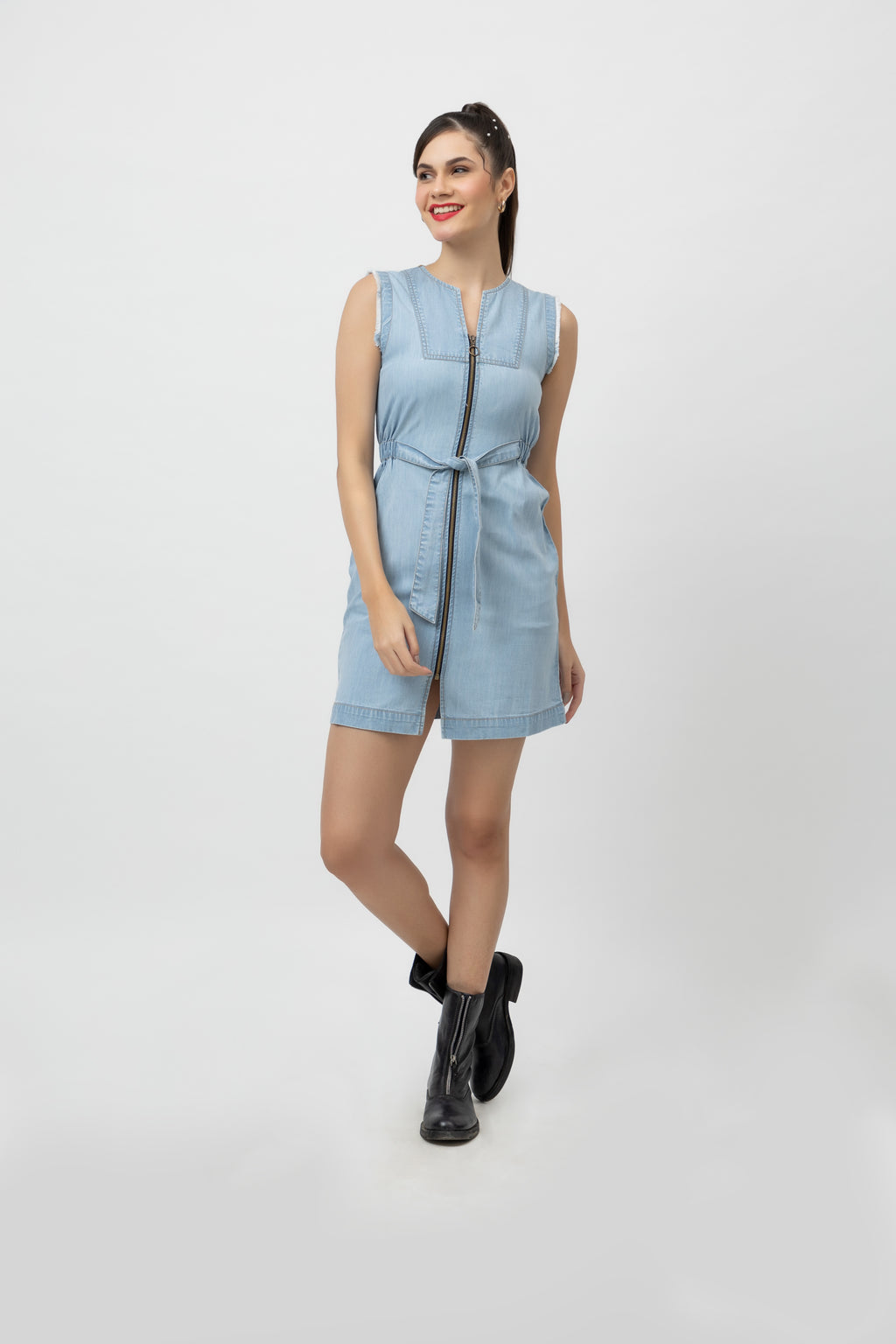 Women's Tencel Denim Knee-Length Dress