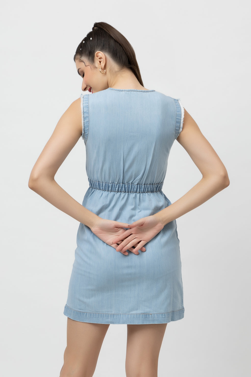 Women's Tencel Denim Knee-Length Dress