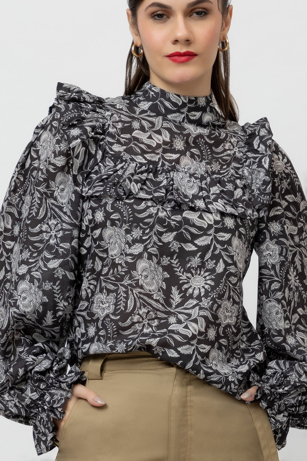 Women's Printed Cambric Top