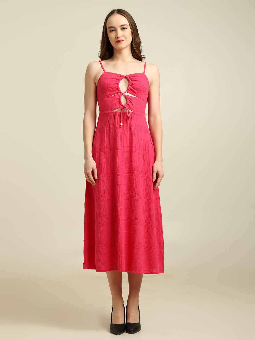 Women's Cotton Slub Cutout Maxi Dress