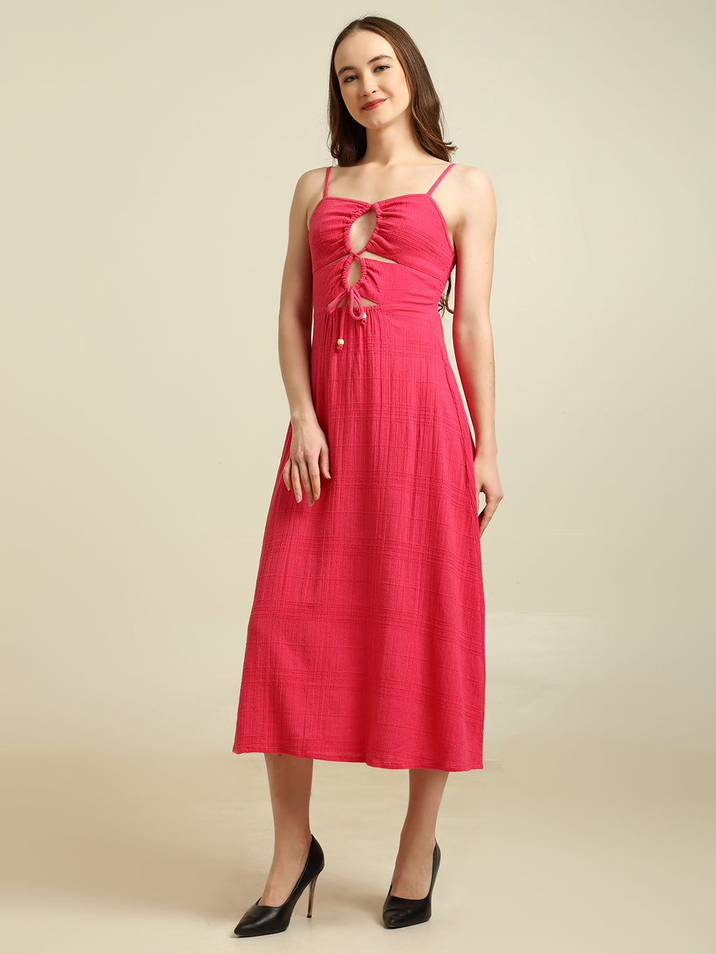 Women's Cotton Slub Cutout Maxi Dress