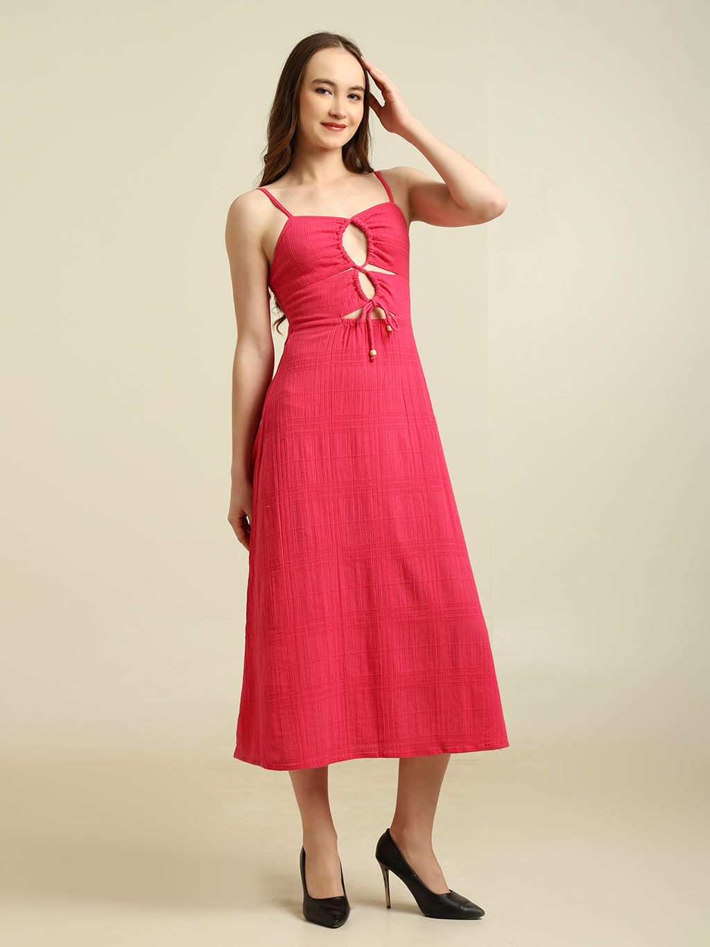 Women's Cotton Slub Cutout Maxi Dress