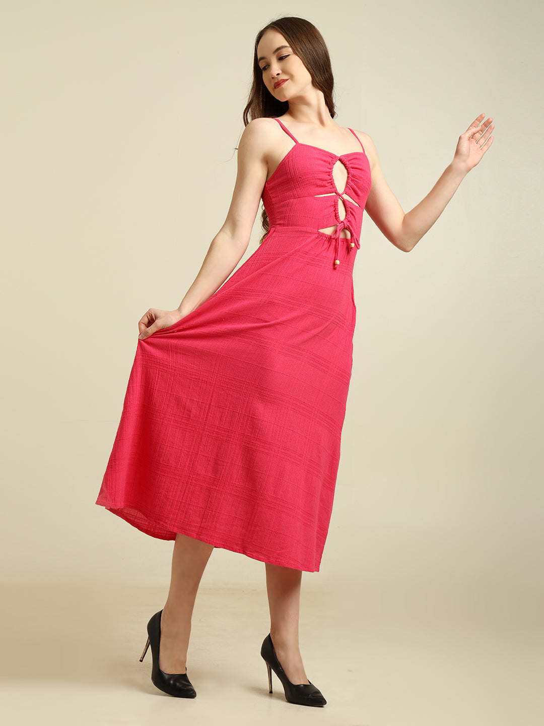 Women's Cotton Slub Cutout Maxi Dress