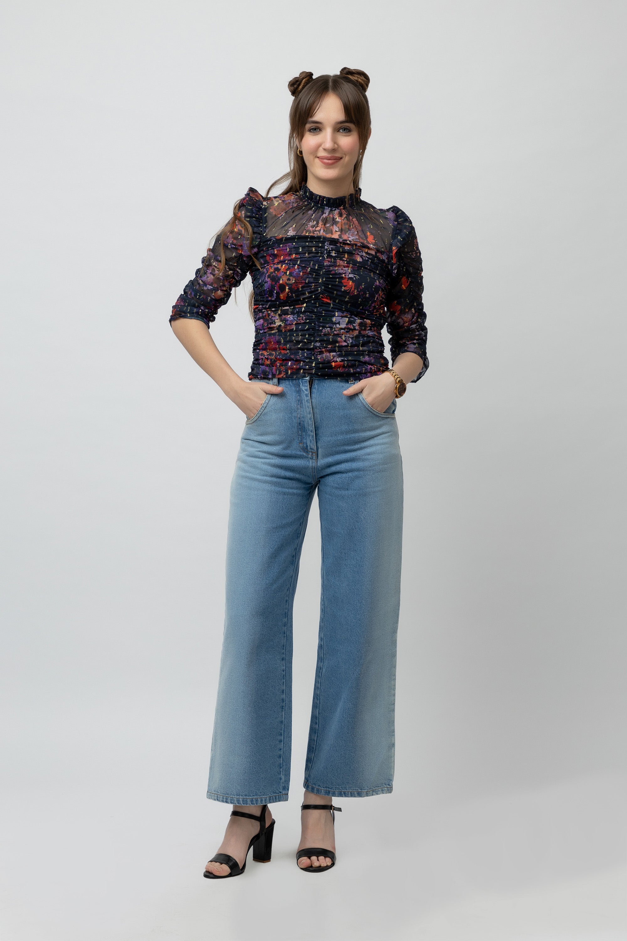 Women's Printed Chiffon Crop Top