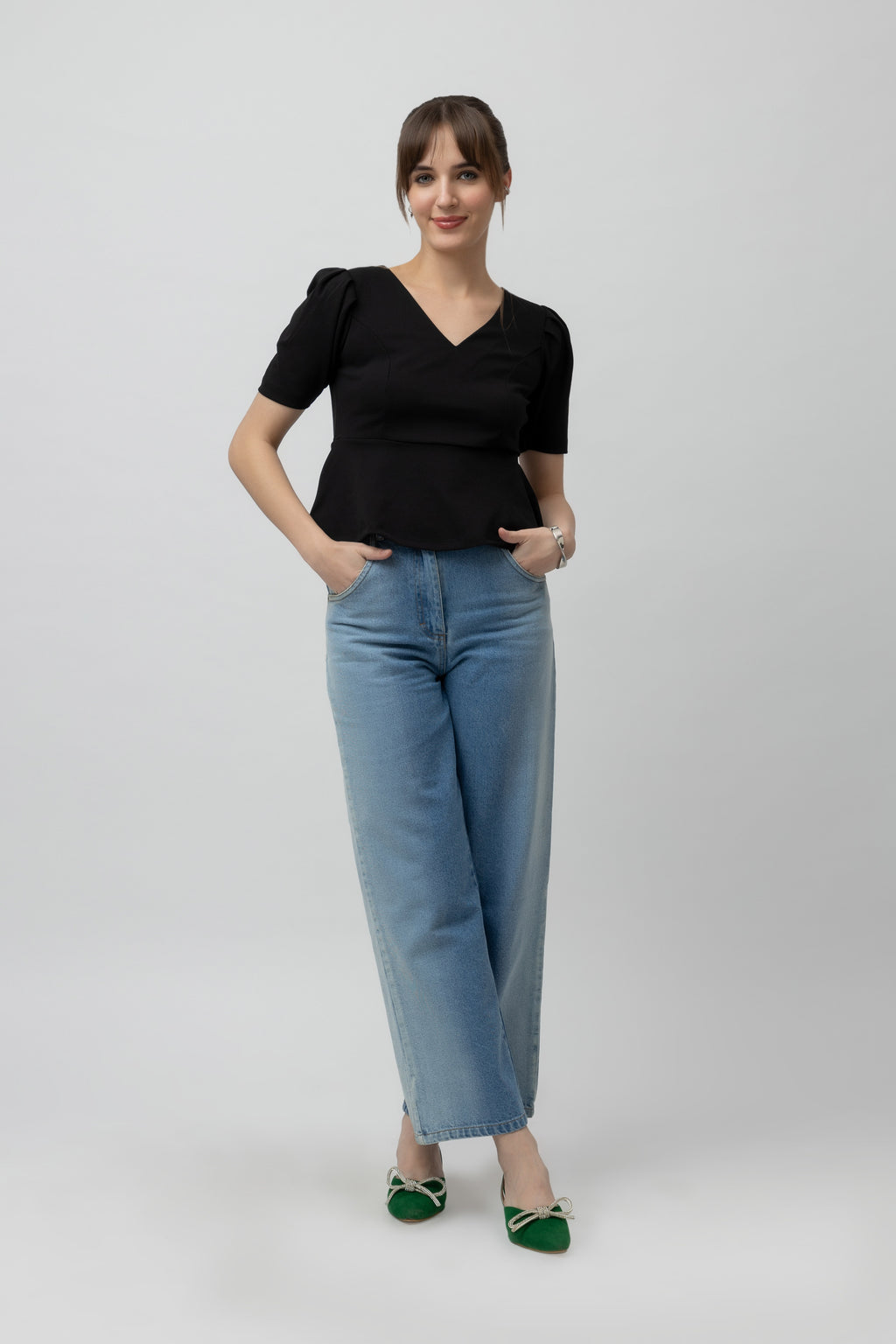 Women's Scuba Peplum Stretchable Top