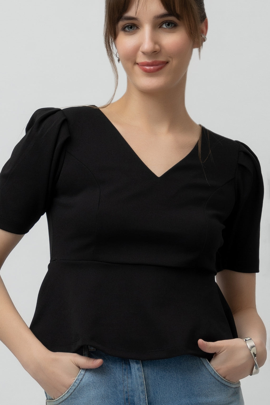 Women's Scuba Peplum Stretchable Top