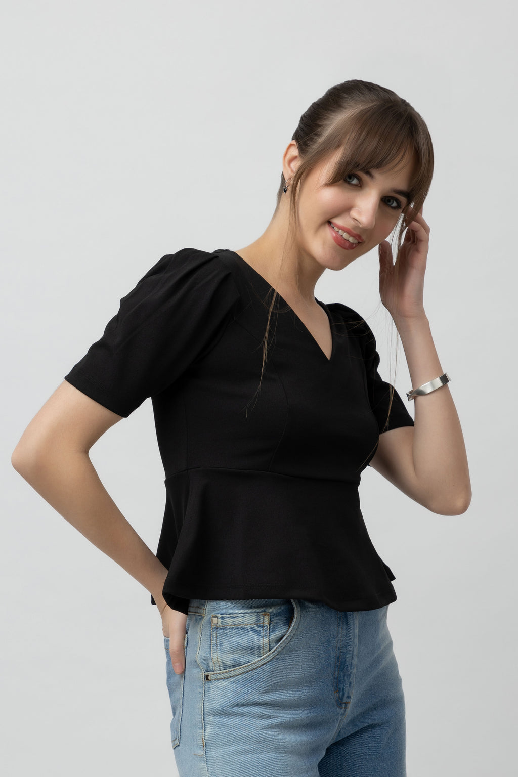 Women's Scuba Peplum Stretchable Top