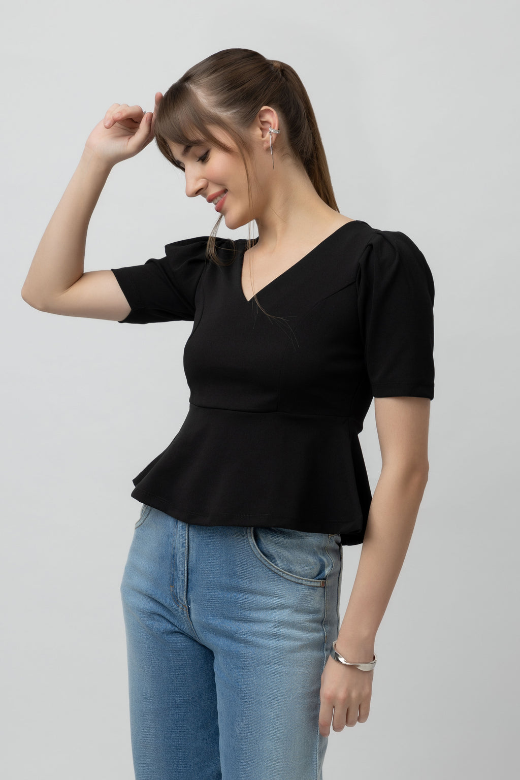 Women's Scuba Peplum Stretchable Top