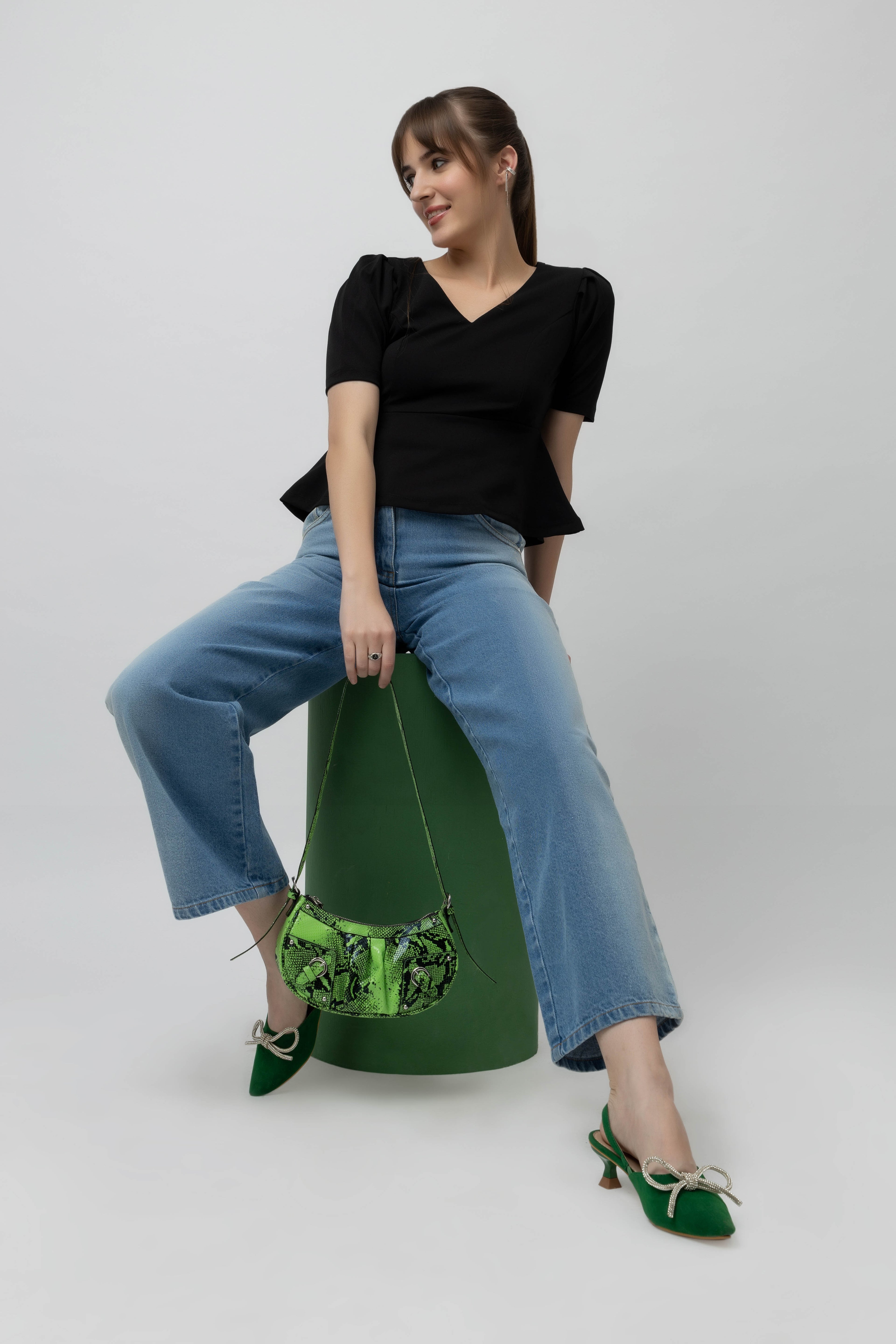 Women's Scuba Peplum Stretchable Top