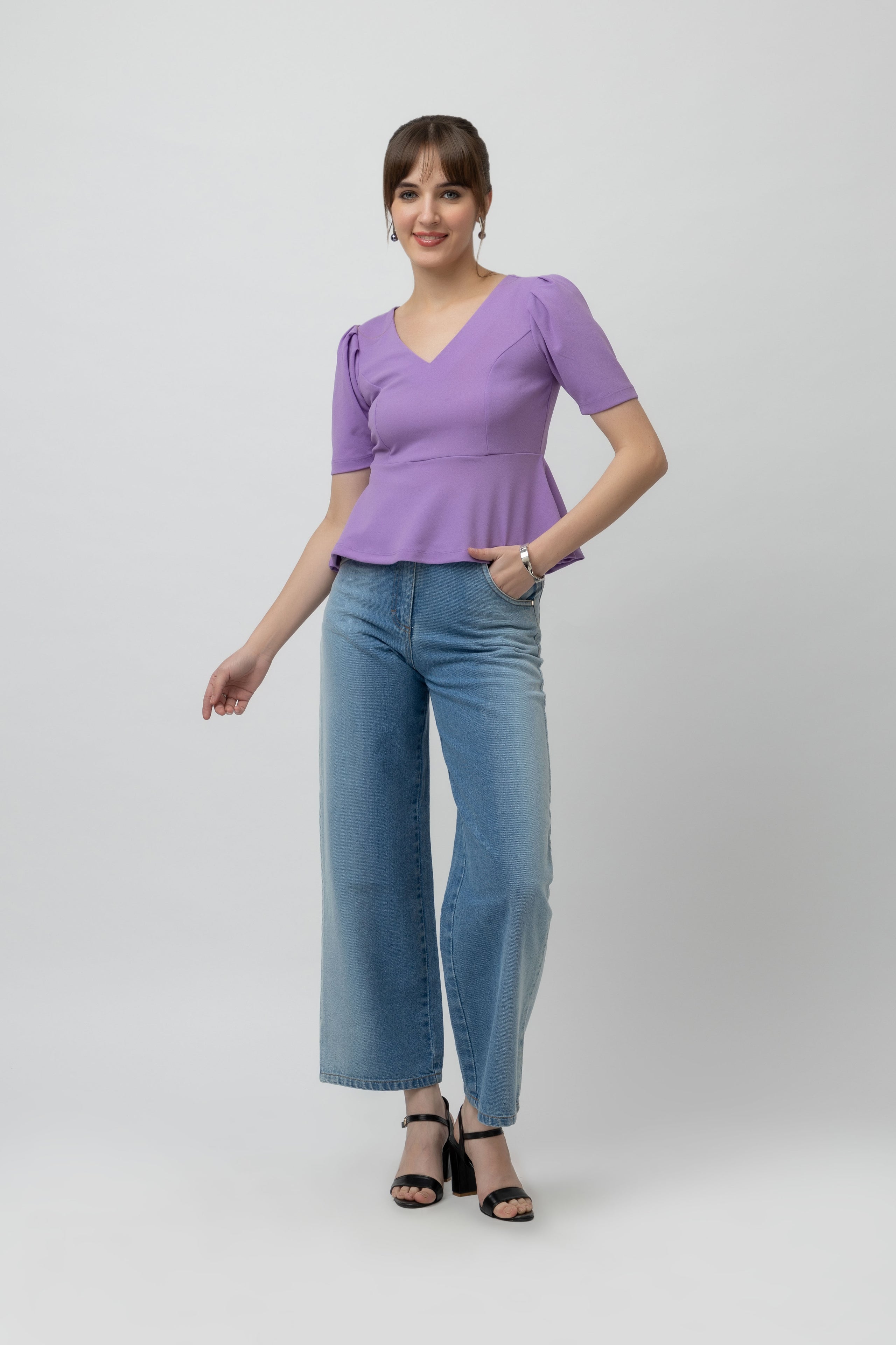 Women's Scuba Peplum Stretchable Top