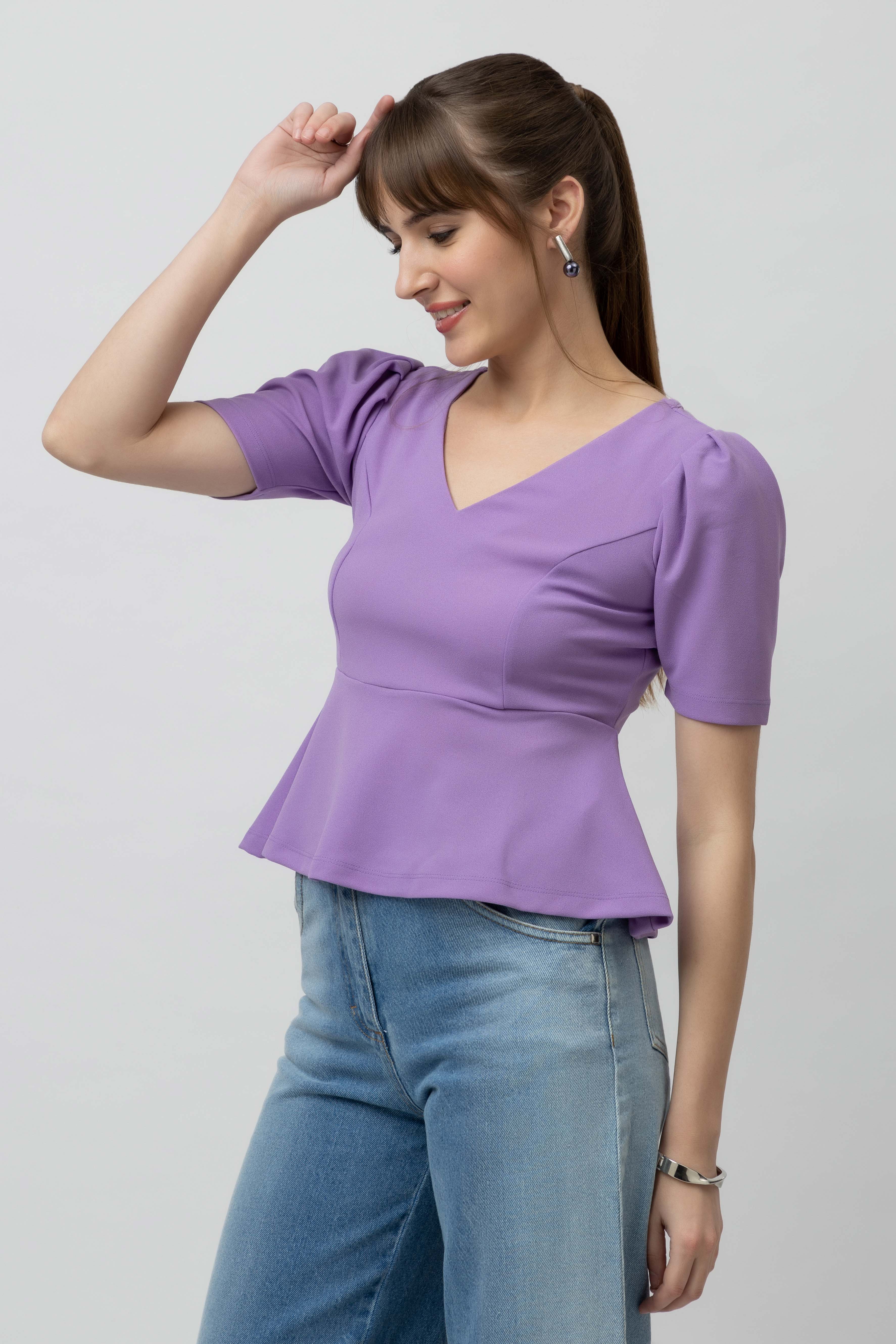 Women's Scuba Peplum Stretchable Top