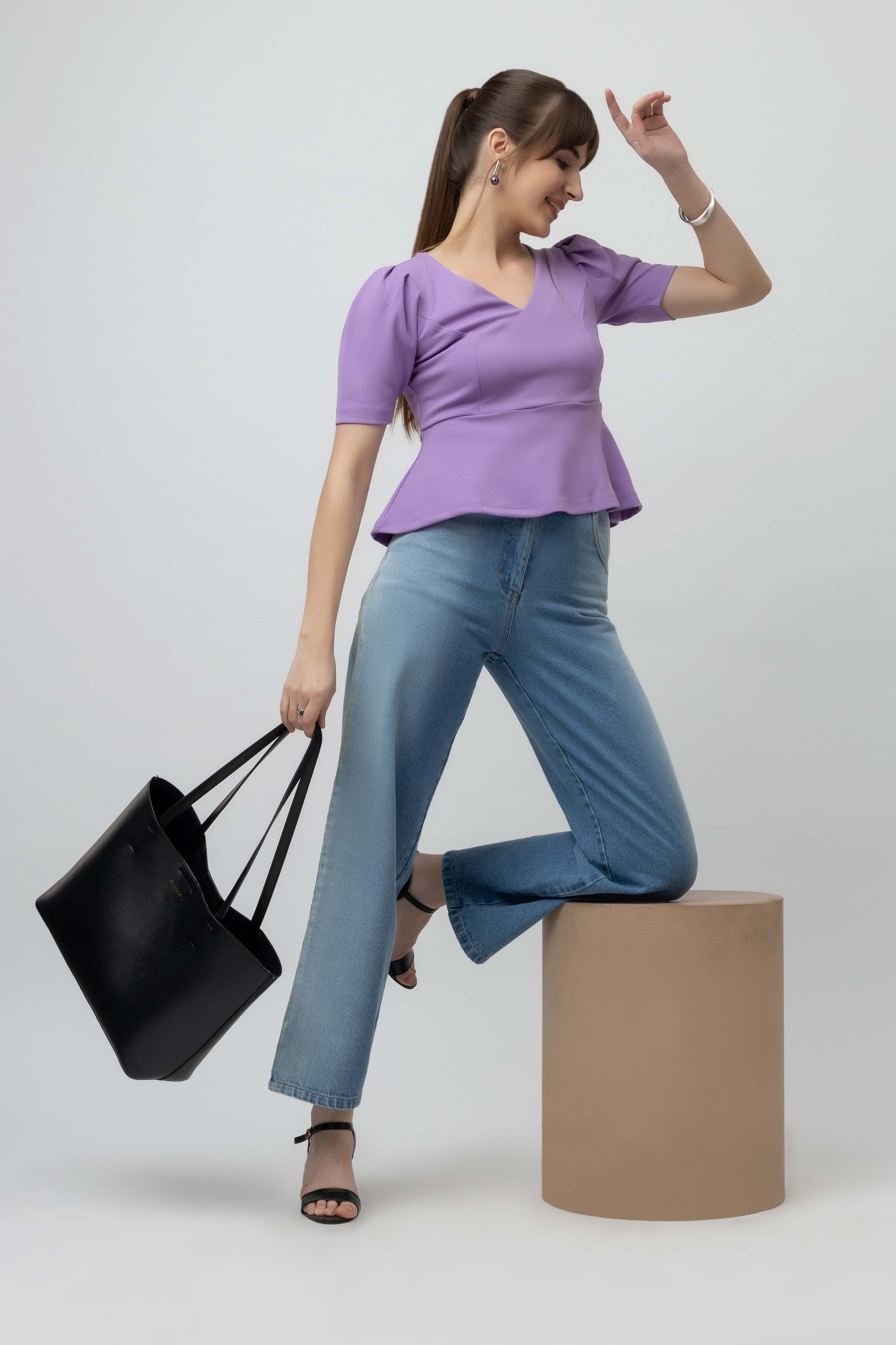 Women's Scuba Peplum Stretchable Top