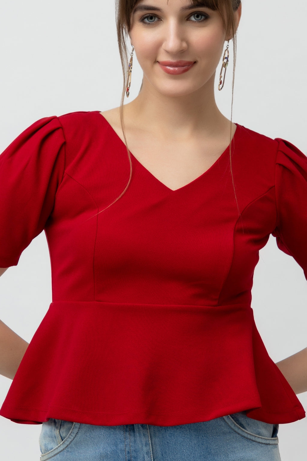 Women's Scuba Peplum Stretchable Top