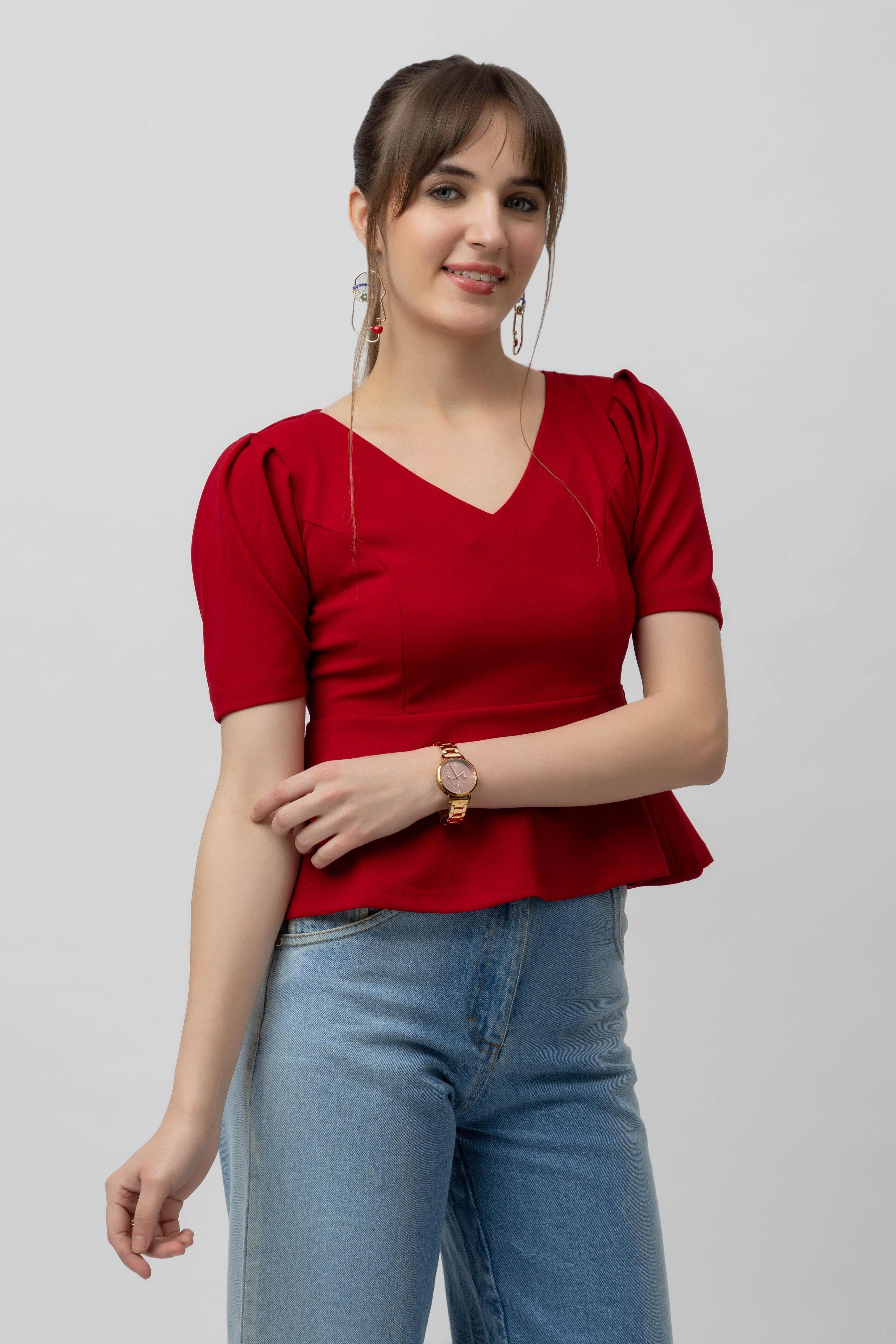 Women's Scuba Peplum Stretchable Top