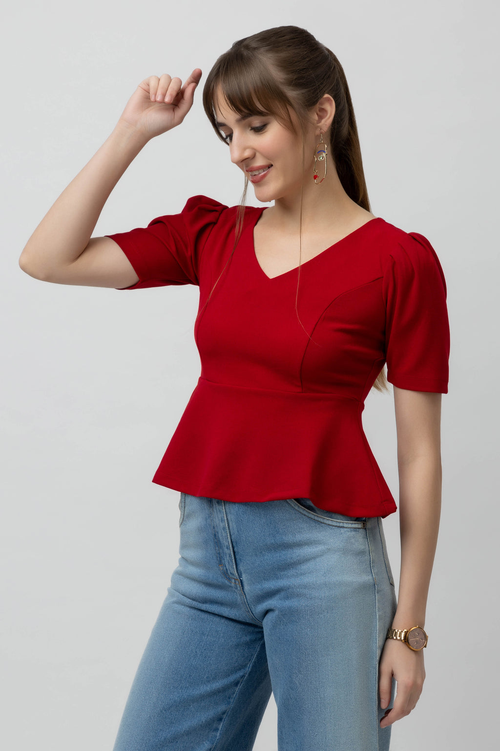 Women's Scuba Peplum Stretchable Top