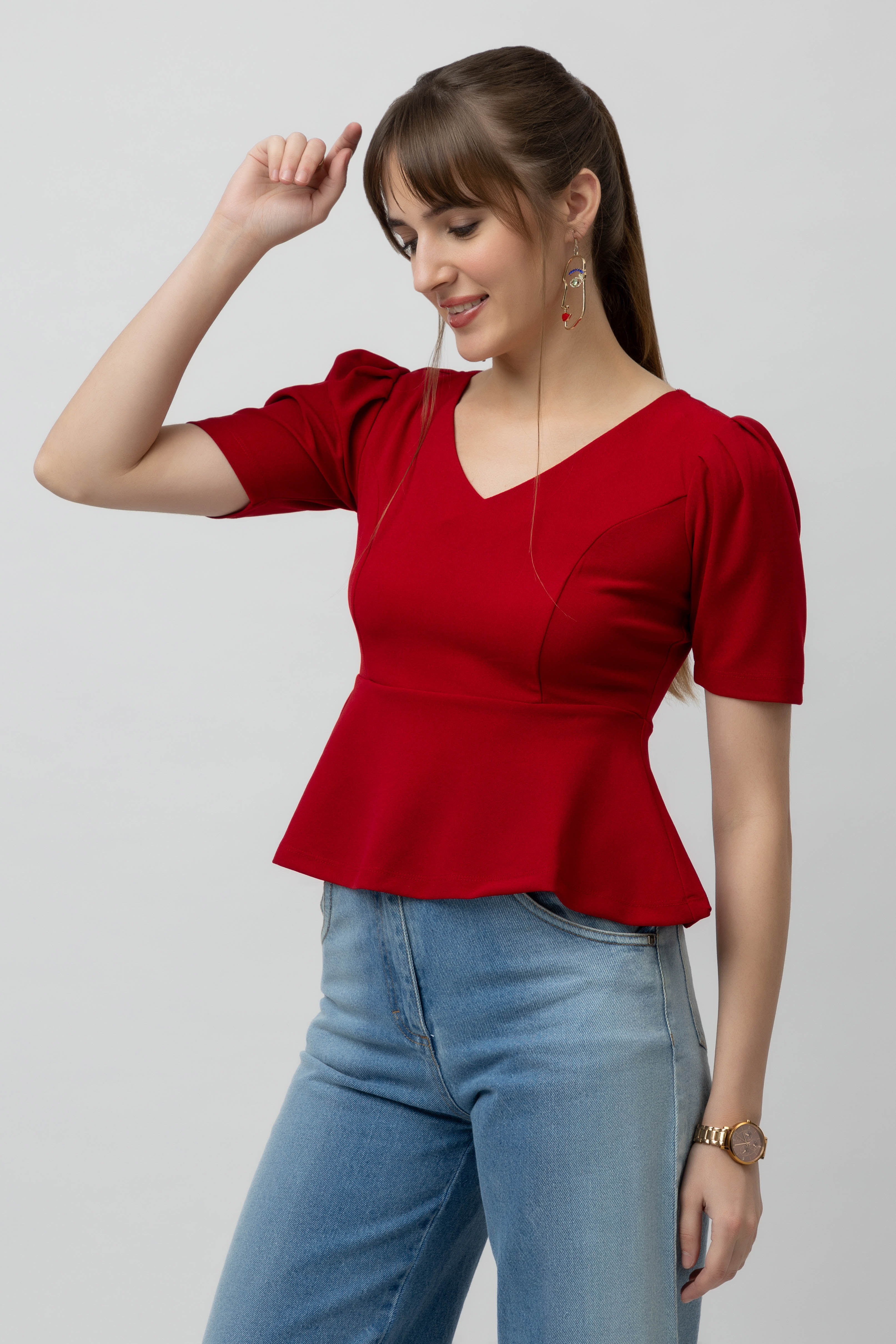 Women's Scuba Peplum Stretchable Top