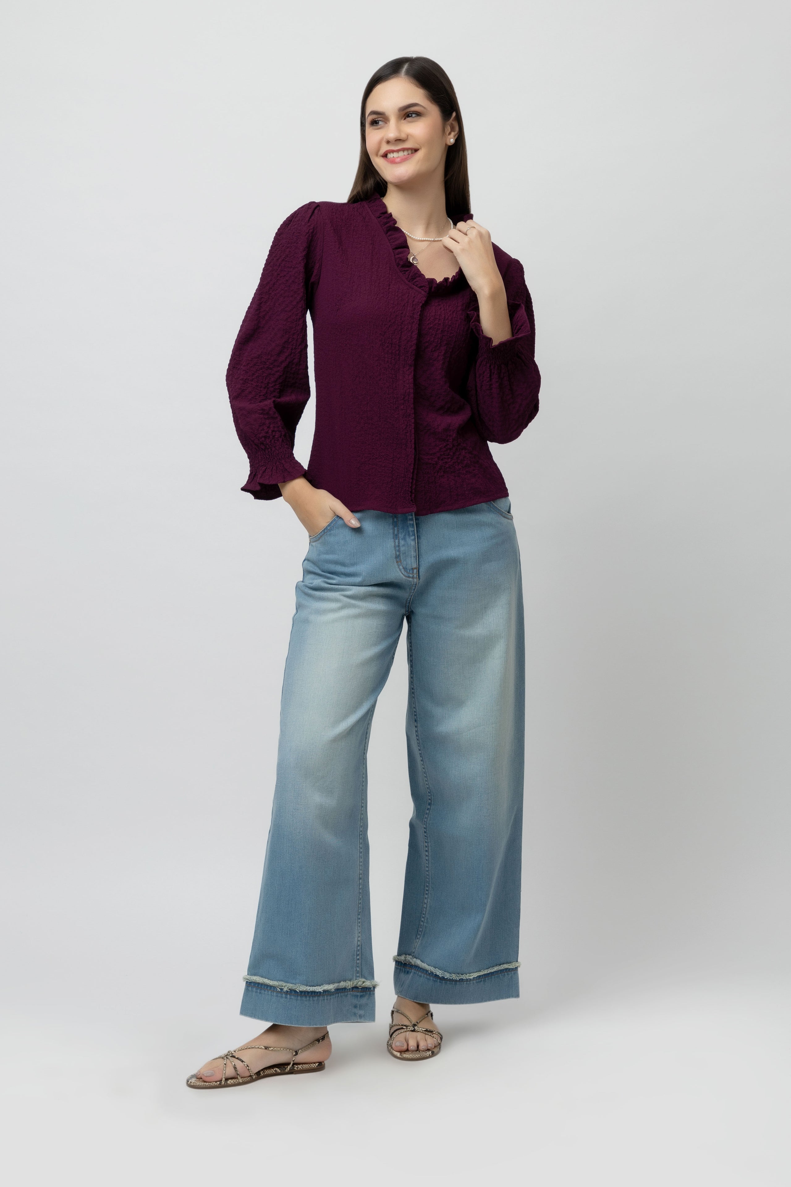 Women's Full sleeve V-Neck Top