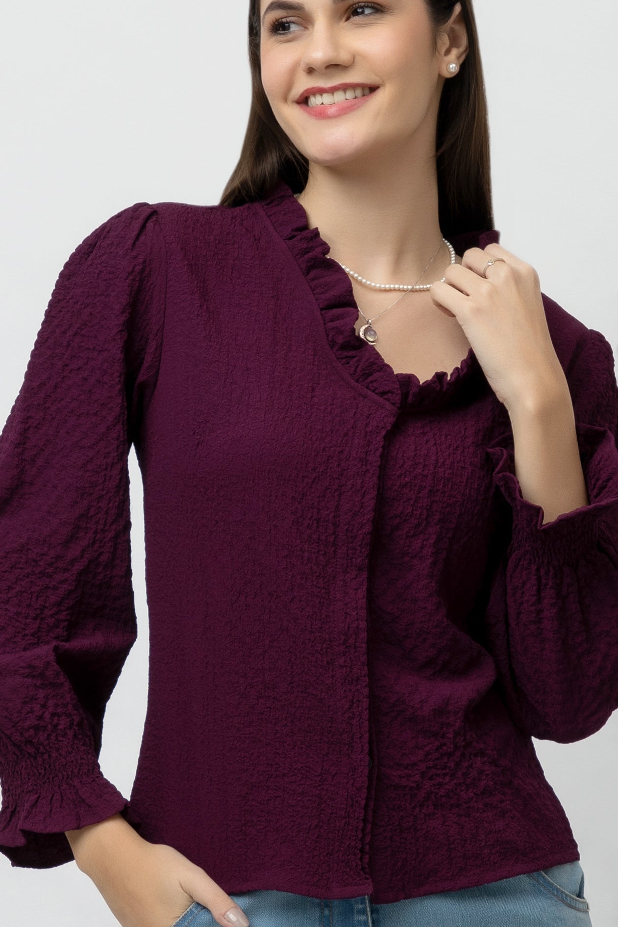 Women's Full sleeve V-Neck Top