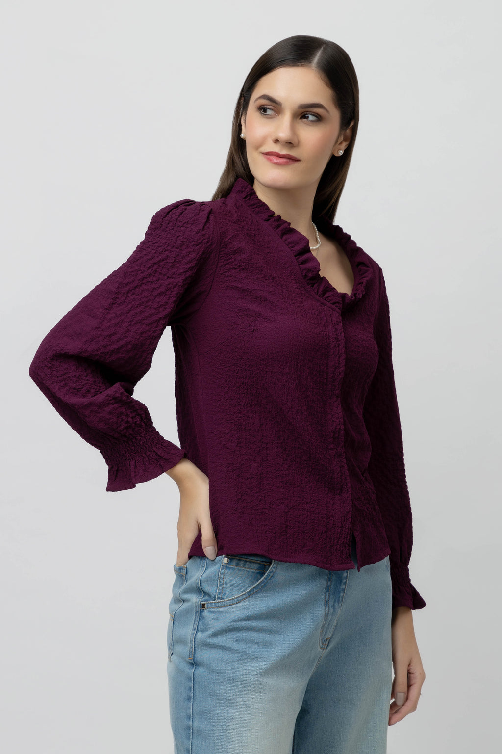 Women's Full sleeve V-Neck Top