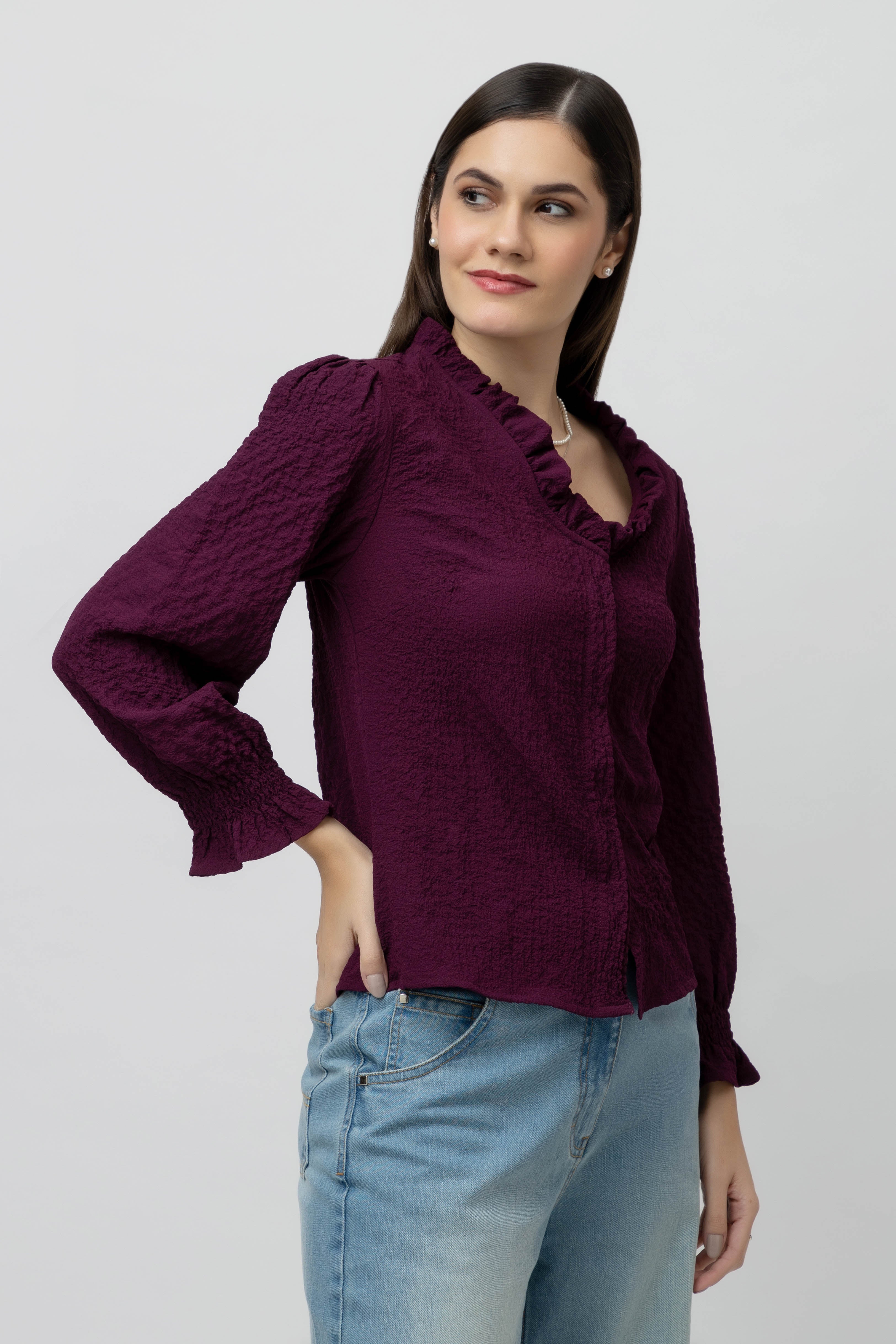 Women's Full sleeve V-Neck Top