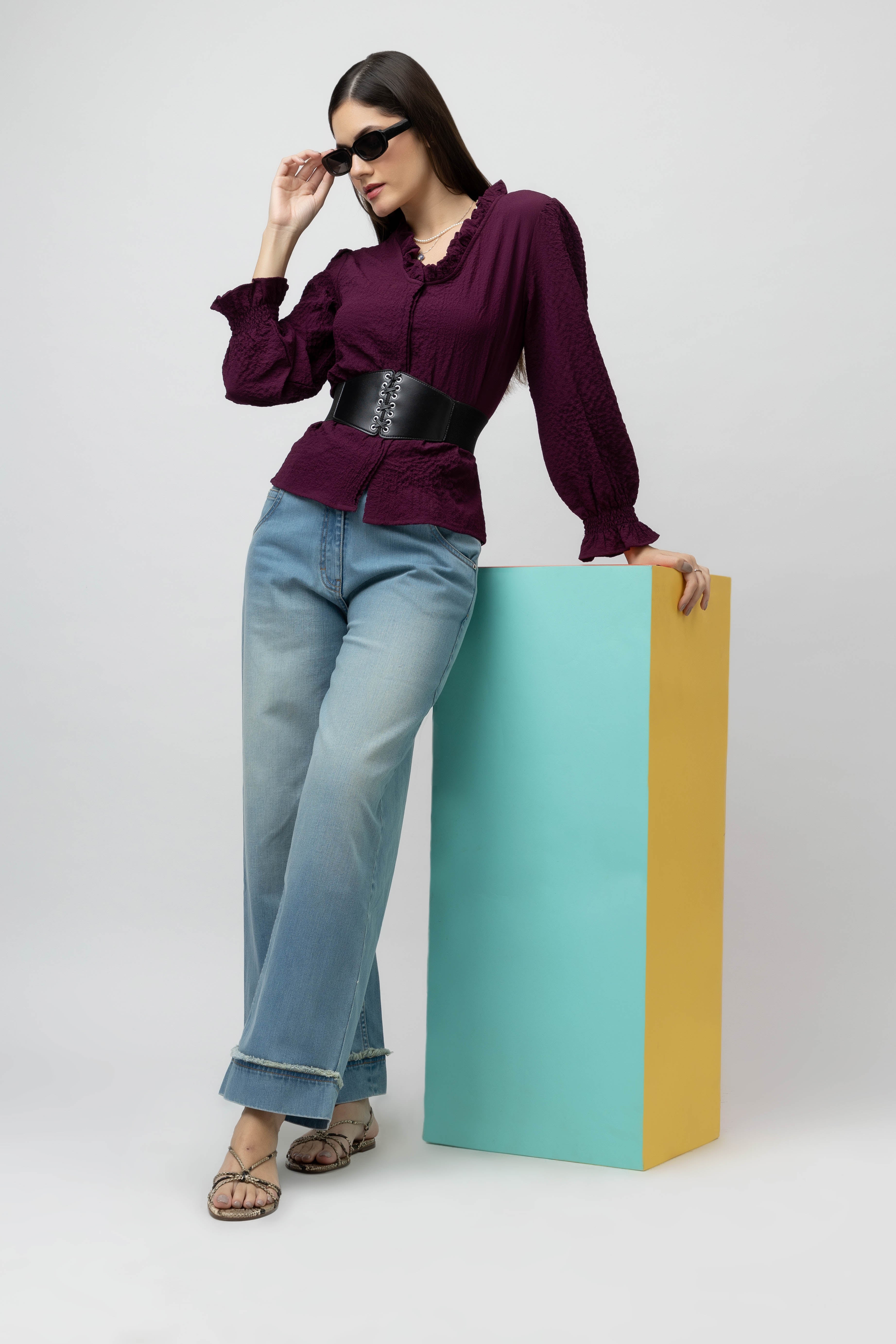 Women's Full sleeve V-Neck Top