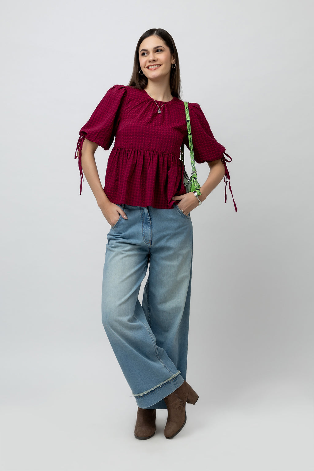 Women's Textured Peplum Top